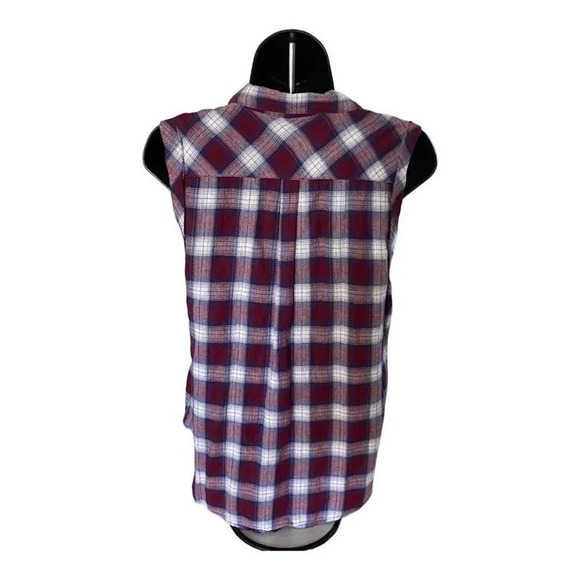 Forever 21 Short Sleeve Tank Top Plaid Button Up Casual Size Med Top Lightweight - Picture 7 of 11